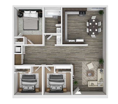 Three Bedroom Floorplan at The Link Apartments, Mesa, Arizona